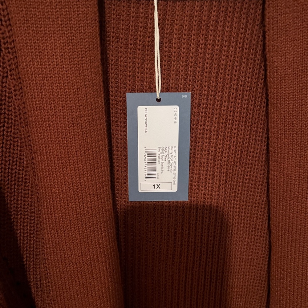 Open-Front Rust Cardigan Sweater - Picture 2 of 5